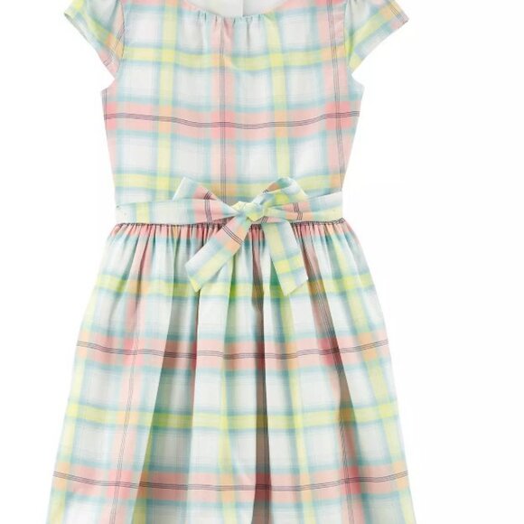 Carter's Girl Plaid Easter Sateen Dress - Picture 1 of 7